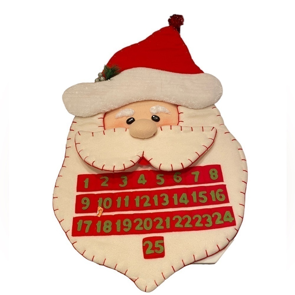 Santa Claus Hanging Felt Christmas Advent Calendar December Countdown Pockets